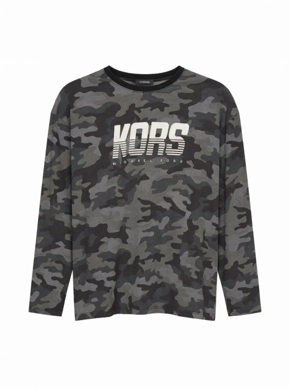 Michael Kors Grey Men's Camo Long Sleeve Tee 3XL